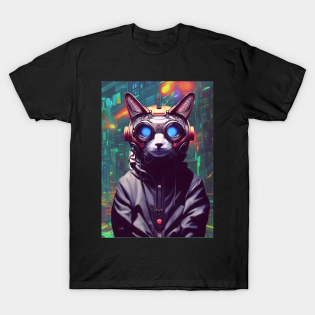 Cool Japanese Techno Cat In Japan Neon City T-Shirt by star trek fanart and more